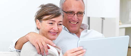 Couple looking at computer