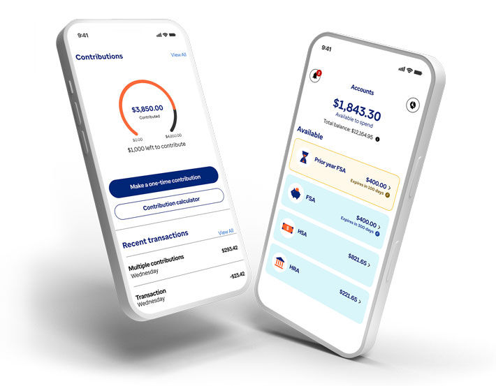 Two mobile phones displaying health account information 